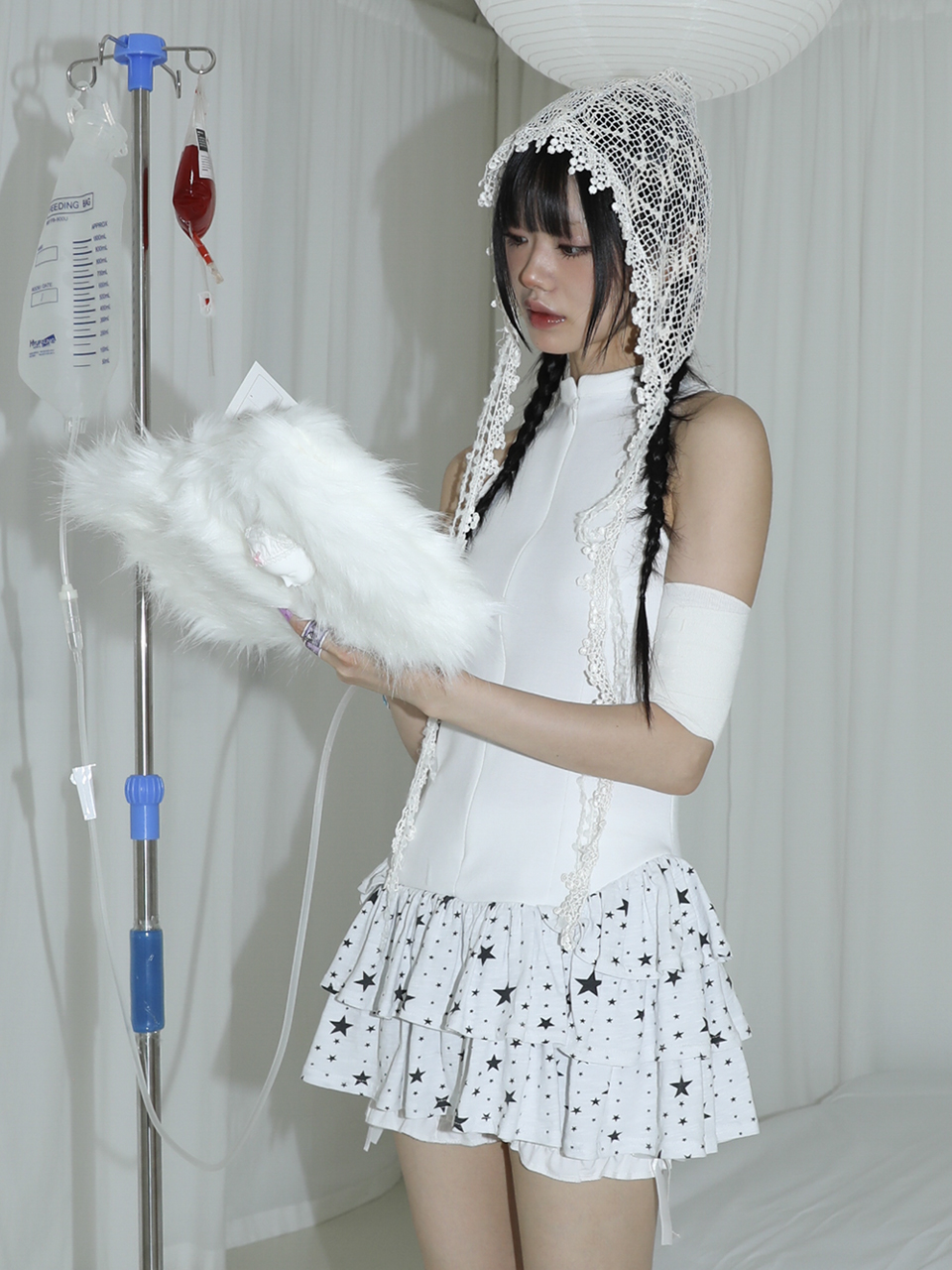 ●CLUT STUDIO● Angel Tiered Dress - CHARCOAL STAR clut studio