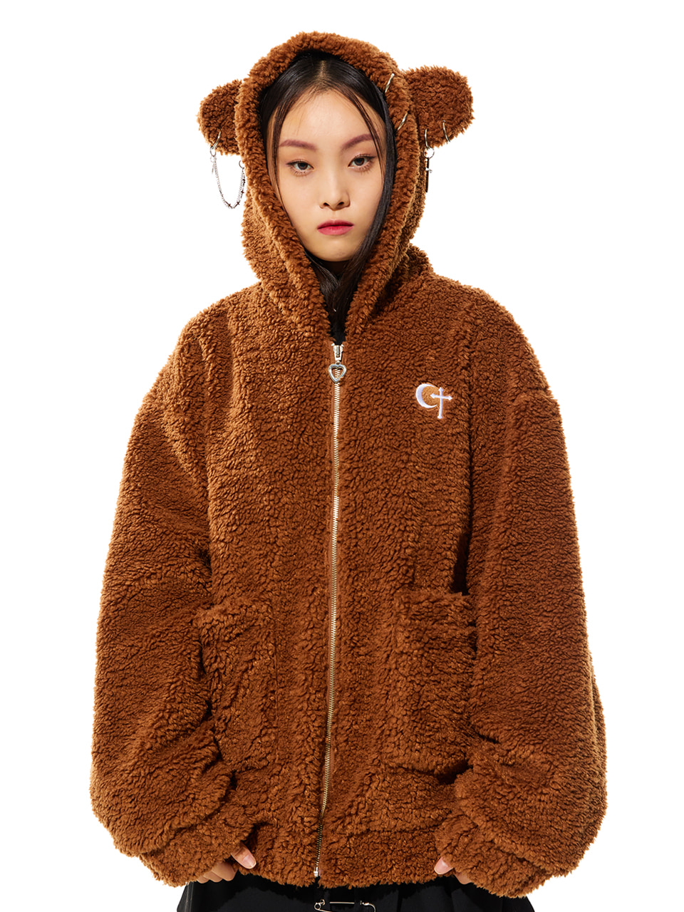 [sold out][셀럽착용] 0 5 Punk Bear Fleece Jacket - BROWN