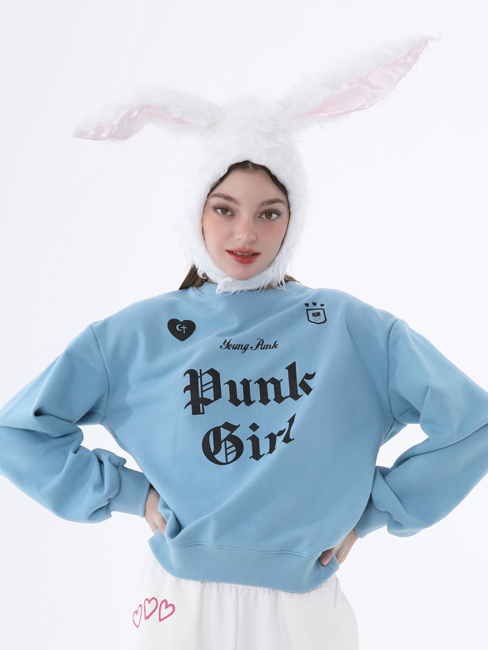 0 8 punk girl sweatshirt - BLUE