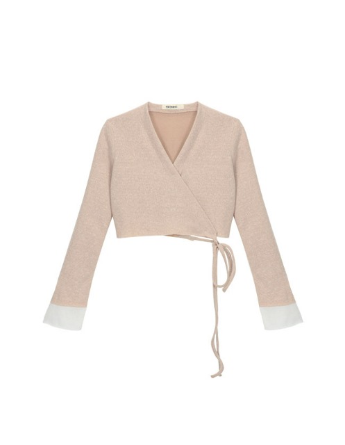 Wrap Knit Cardigan - Cream Pink