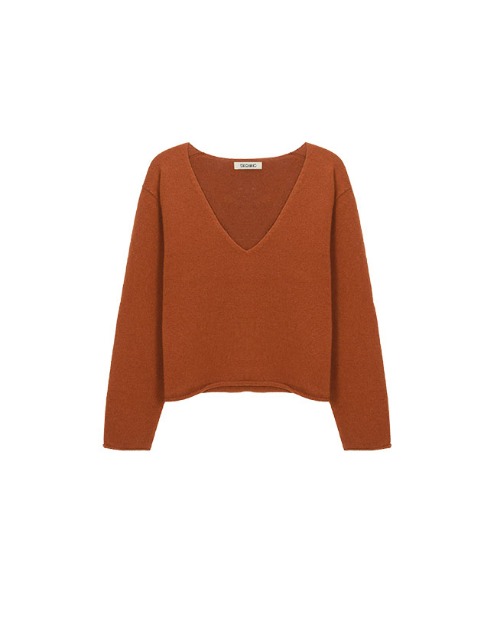 V-neck Knit Pullover - Cinnamon