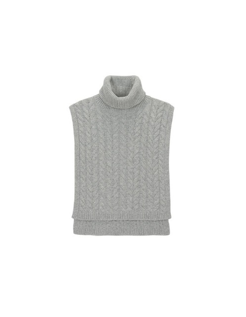 Turtleneck Knit Vest - Gray