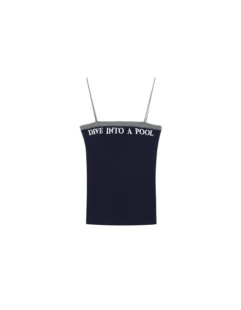 Lettering Knit Top - Navy
