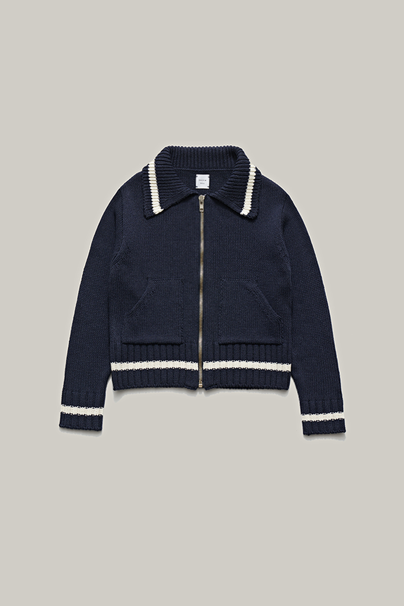 2ND / pour zip-up cardigan (navy)