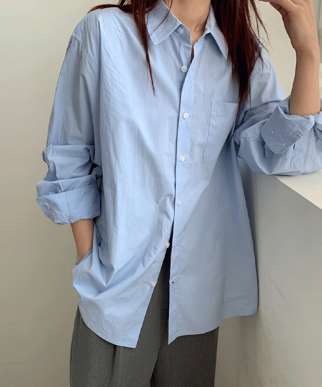 포렌스 카라 포켓 오버핏 코튼 셔츠 - 4 color