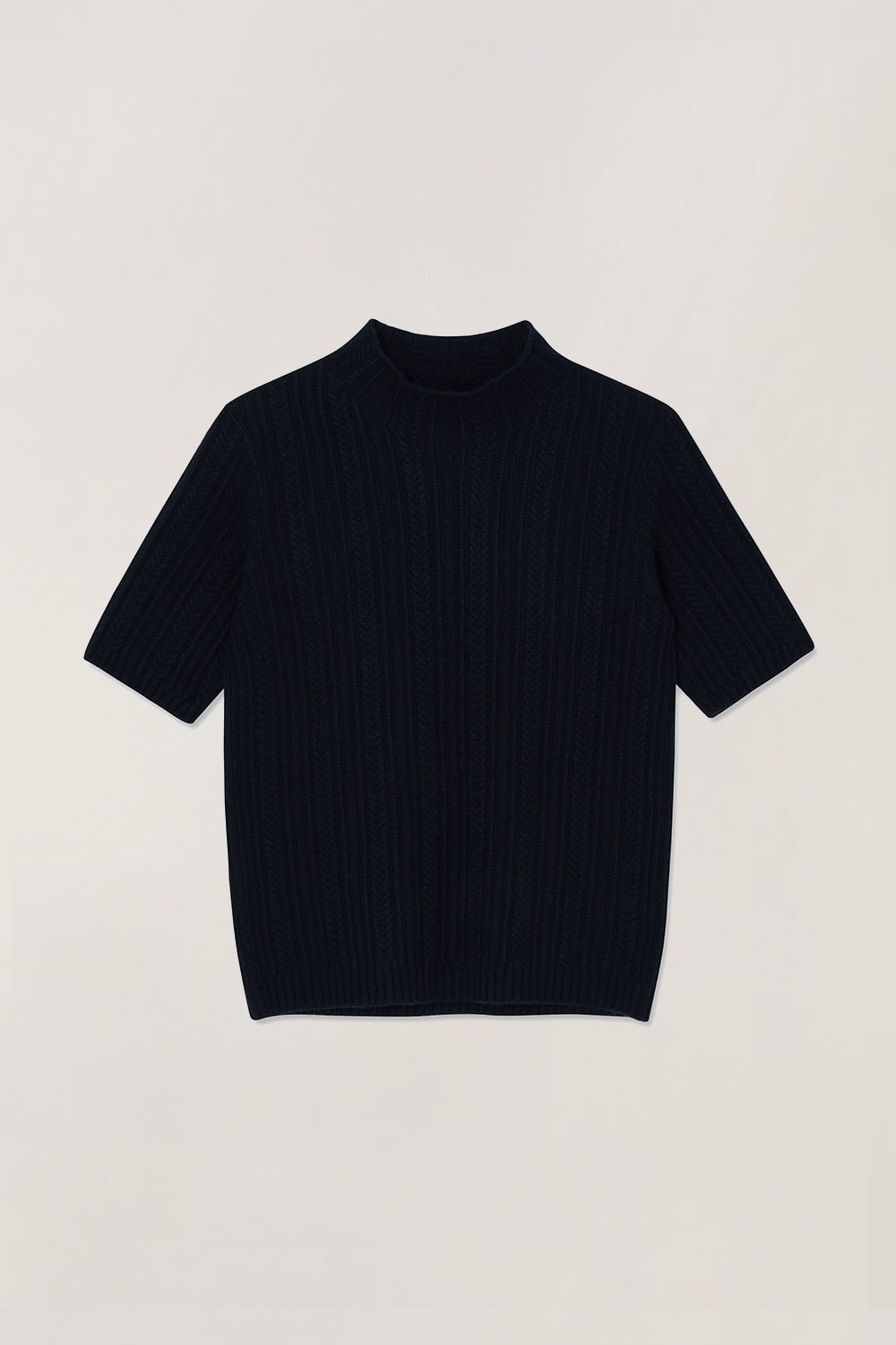 Women Woolcash Cable Half Pullover_Navy