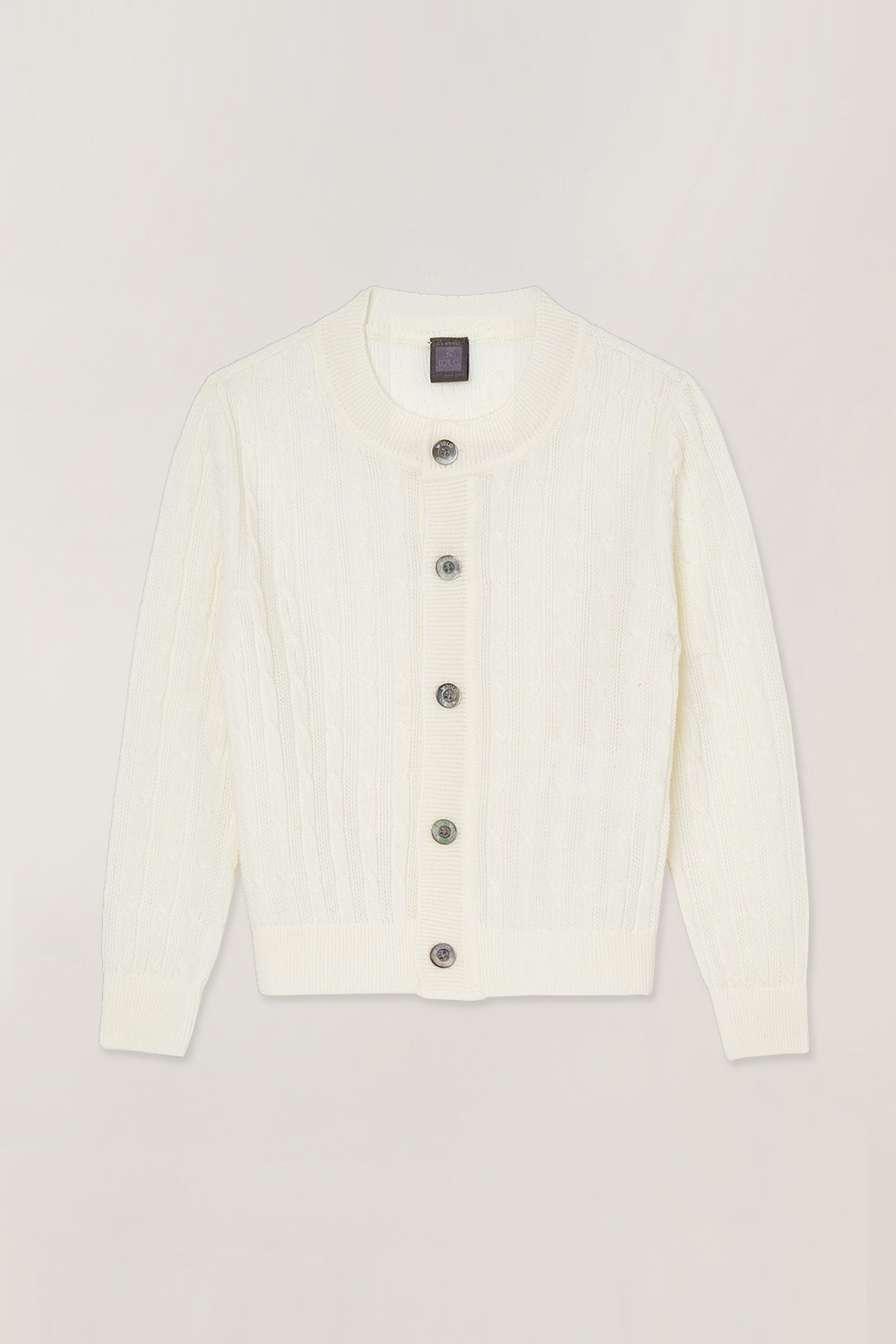 Kids Vertical Cable Cardigan_Ivory