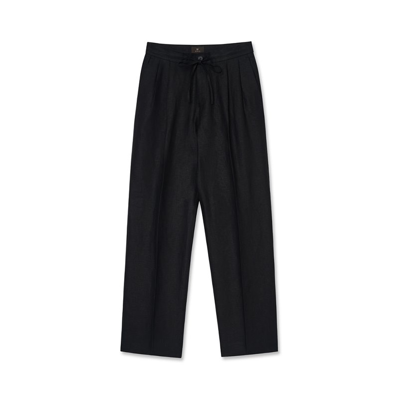 Relaxed Linen Two-tuck Pants_Black