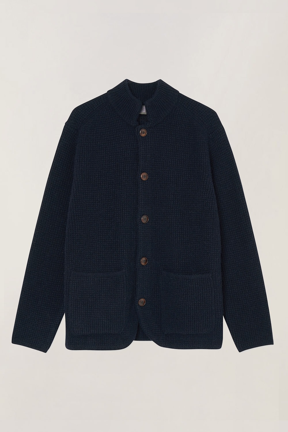 Mandarin Collar knit Jacket_Navy