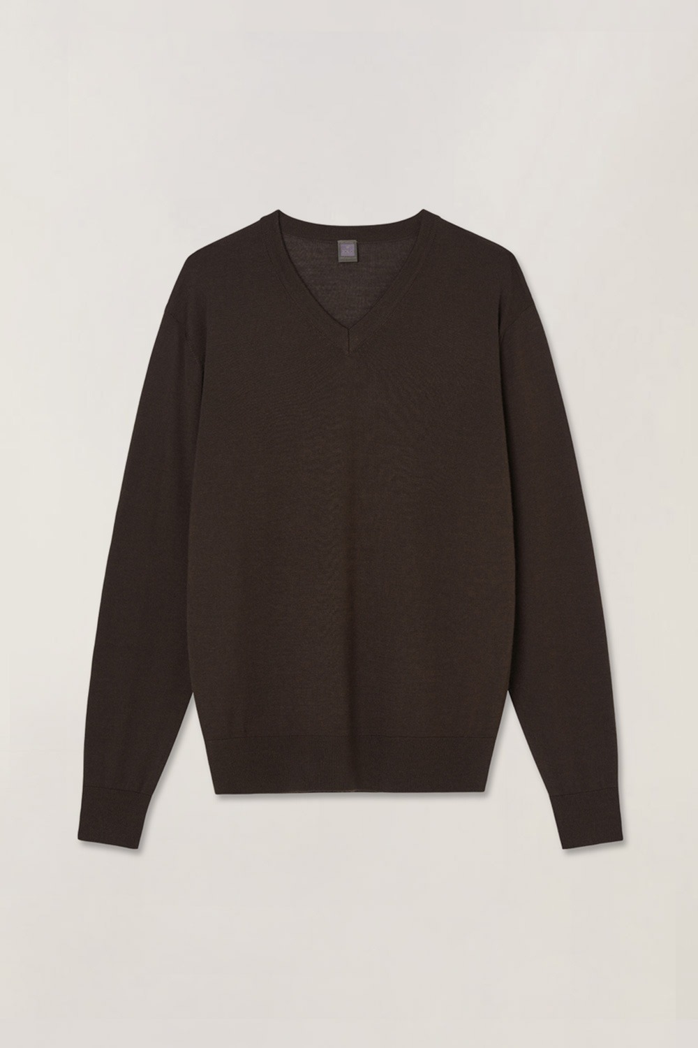 Silk Blended V-neck Sweater_Dark Brown