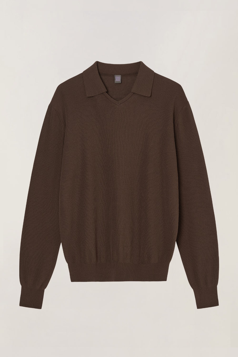 Light Cotton V-collar Sweater_Brown
