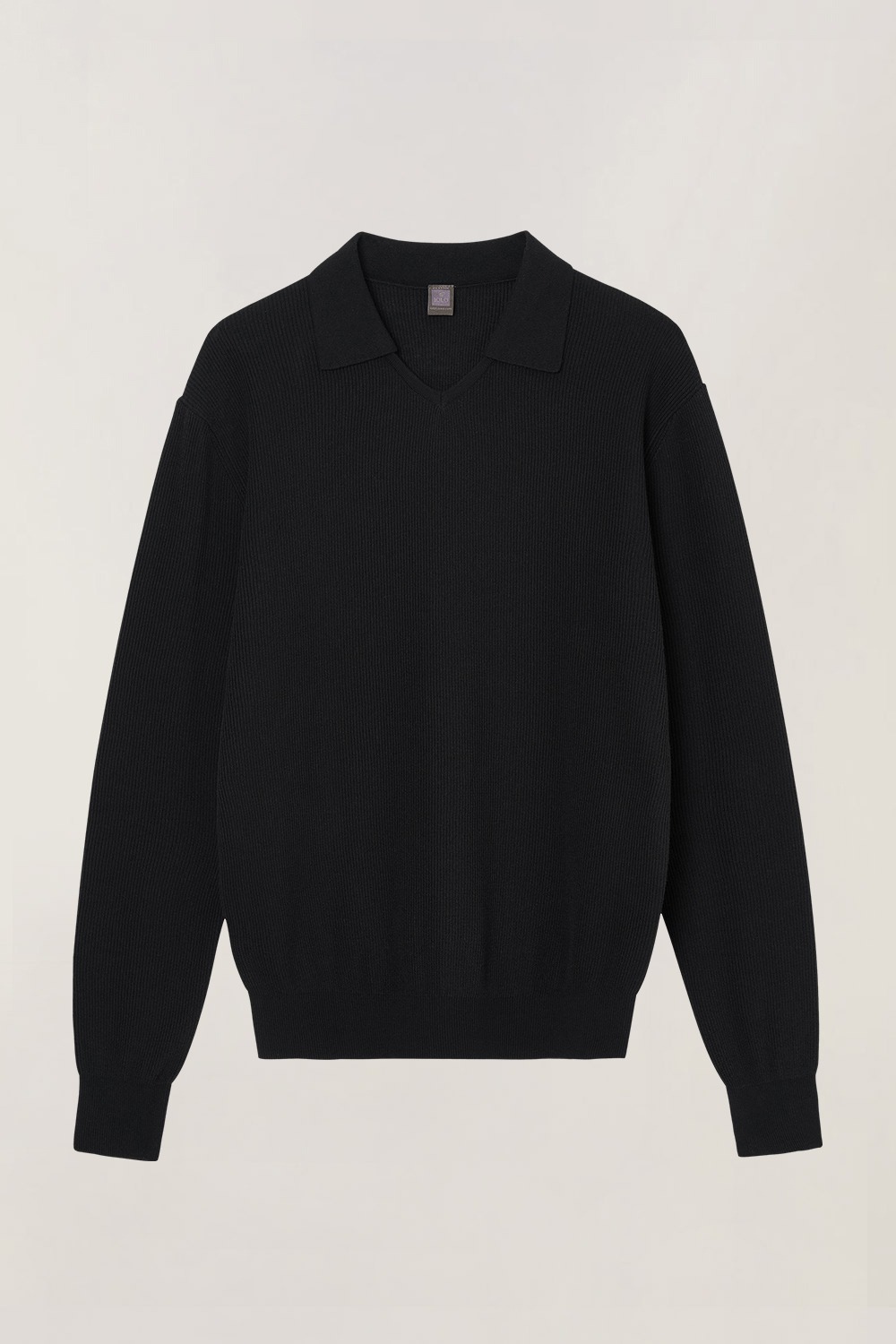 Light Cotton V-collar Sweater_Black