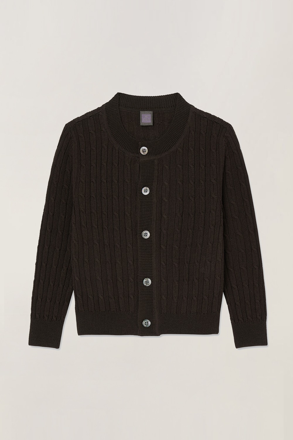 Kids Vertical Cable Cardigan_Brown
