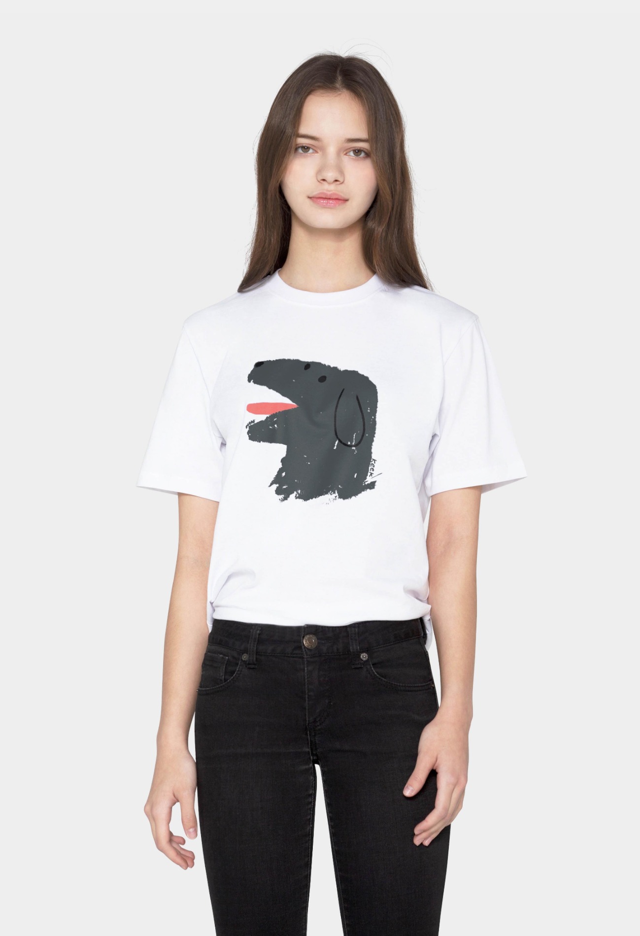 keek [Unisex] Doggy T-shirts - White 스트릿패션 유니섹스브랜드 커플시밀러룩 남자쇼핑몰 여성의류쇼핑몰 후드티 힙색