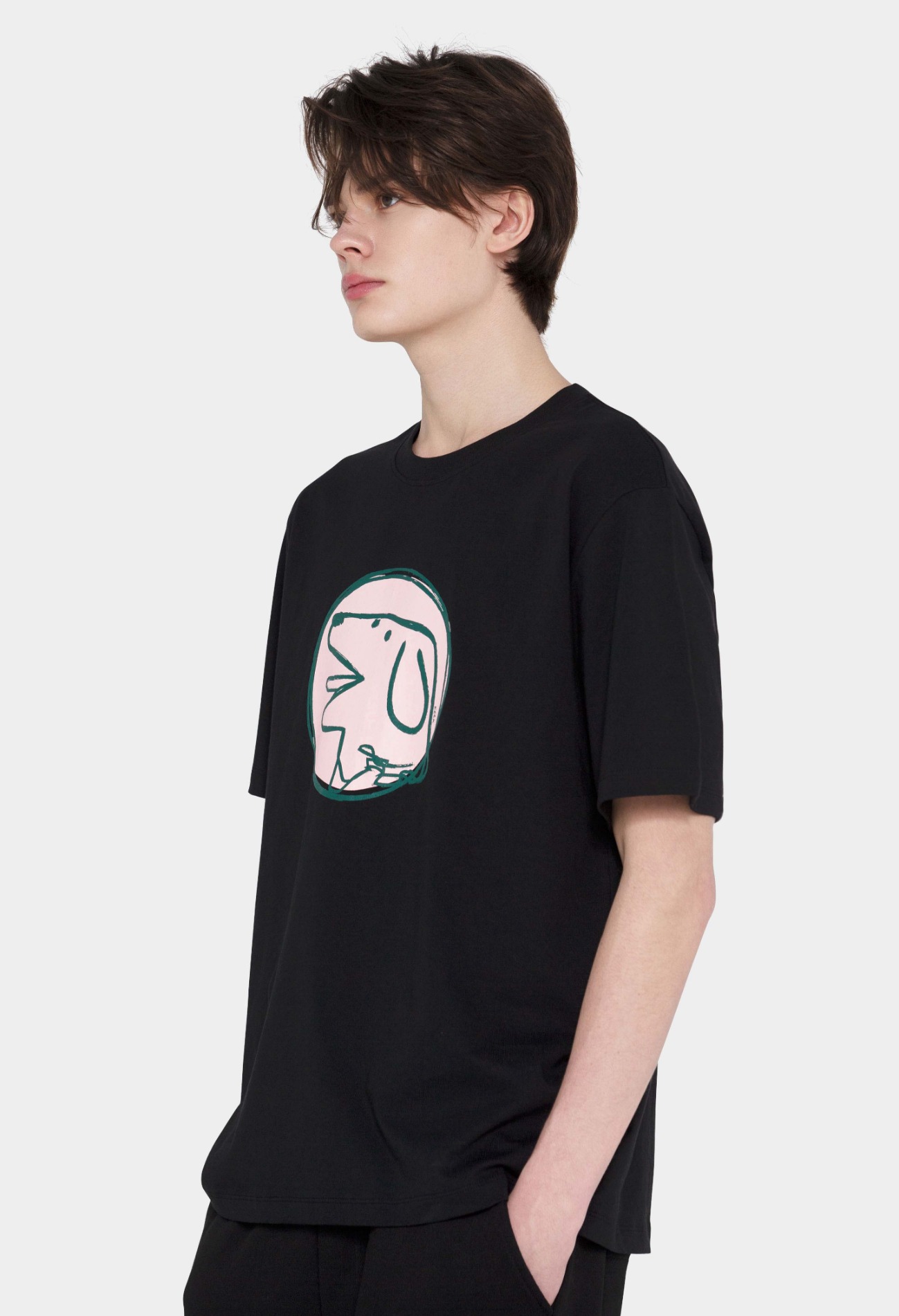 keek [Unisex] Line Doggy T-shirts - Black 스트릿패션 유니섹스브랜드 커플시밀러룩 남자쇼핑몰 여성의류쇼핑몰 후드티 힙색
