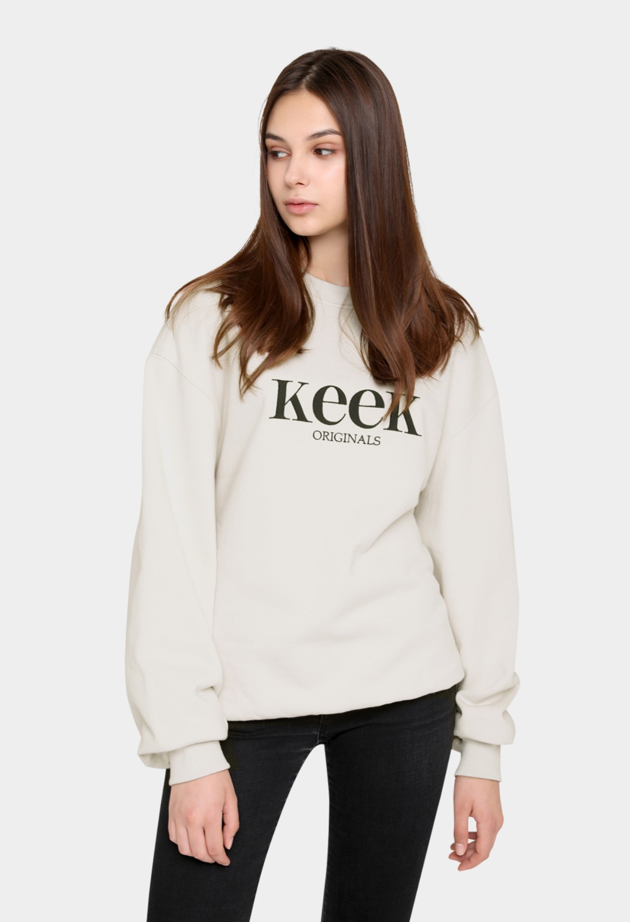 keek [Unisex] keek Original Sweatshirts - Ivory (기모소재) 스트릿패션 유니섹스브랜드 커플시밀러룩 남자쇼핑몰 여성의류쇼핑몰 후드티 힙색