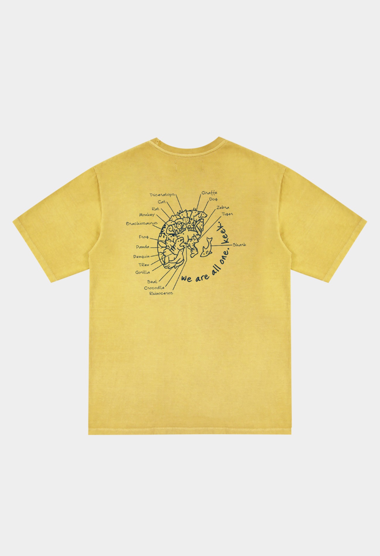 keek Washing Earth T-shirts - Yellow 스트릿패션 유니섹스브랜드 커플시밀러룩 남자쇼핑몰 여성의류쇼핑몰 후드티 힙색