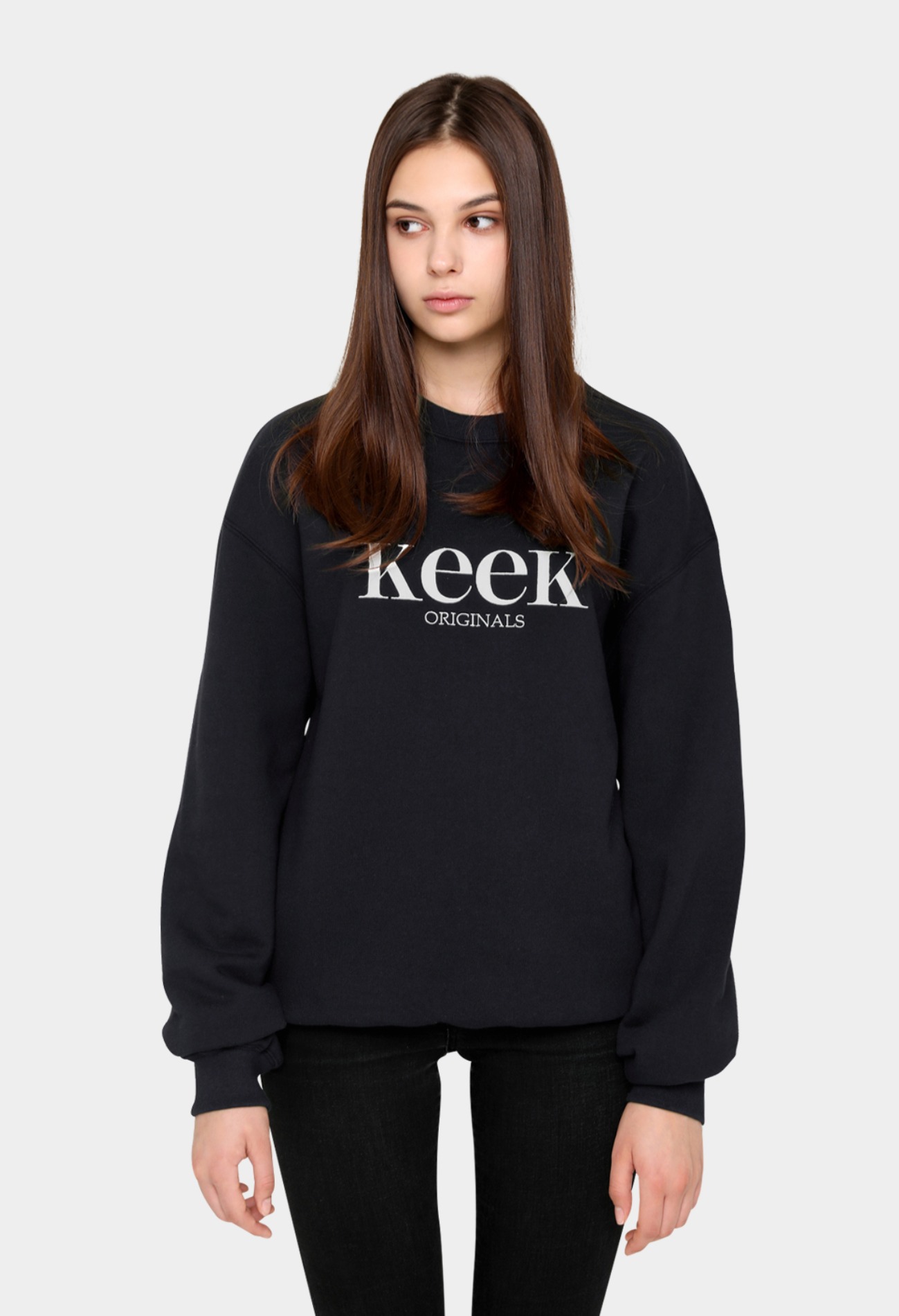 keek [Unisex] keek Original Sweatshirts - Navy 스트릿패션 유니섹스브랜드 커플시밀러룩 남자쇼핑몰 여성의류쇼핑몰 후드티 힙색