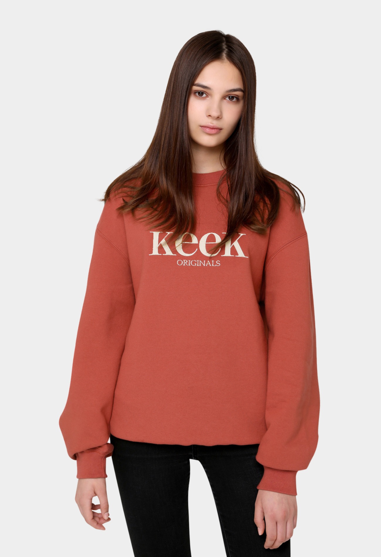 keek [Unisex] keek Original Sweatshirts - Brick 스트릿패션 유니섹스브랜드 커플시밀러룩 남자쇼핑몰 여성의류쇼핑몰 후드티 힙색