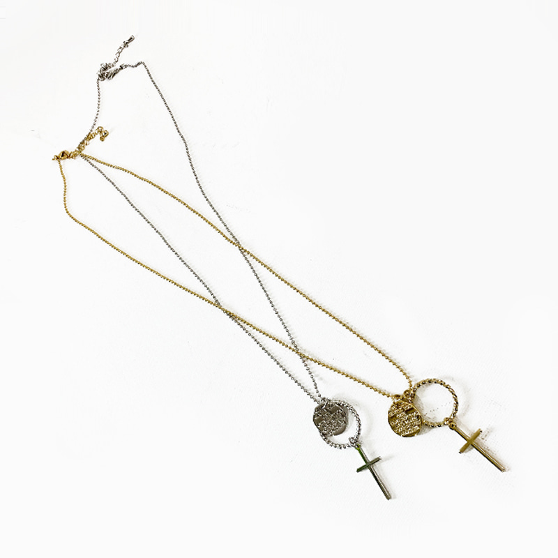 레터링크로스원네크리스-necklace (골드 당일배송)