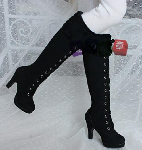 Long Boots Black with Fur (60cm/DD)