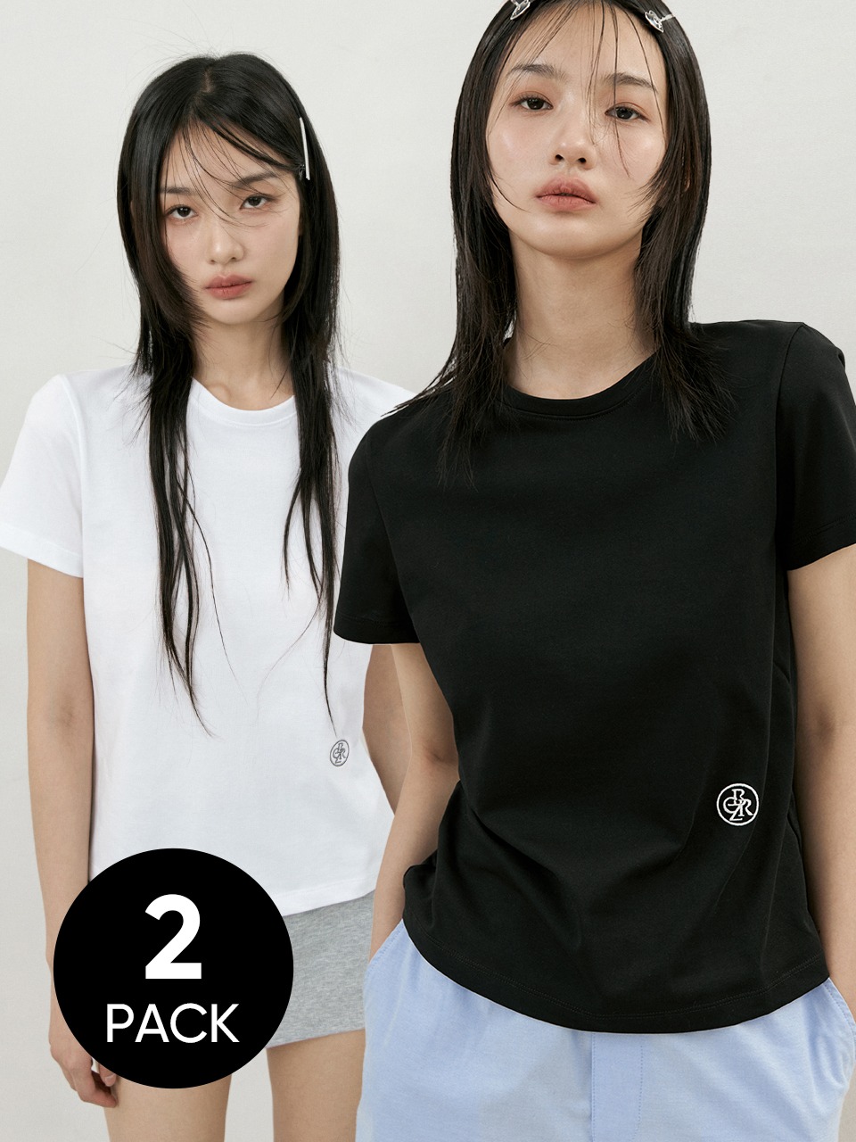 [1+1][WHITE S 6/27 예약배송] 미니 로고 자수 반팔 티셔츠