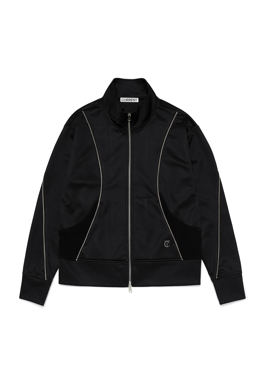 ASSYMETRIC JERSEY ZIP UP [BLACK]		