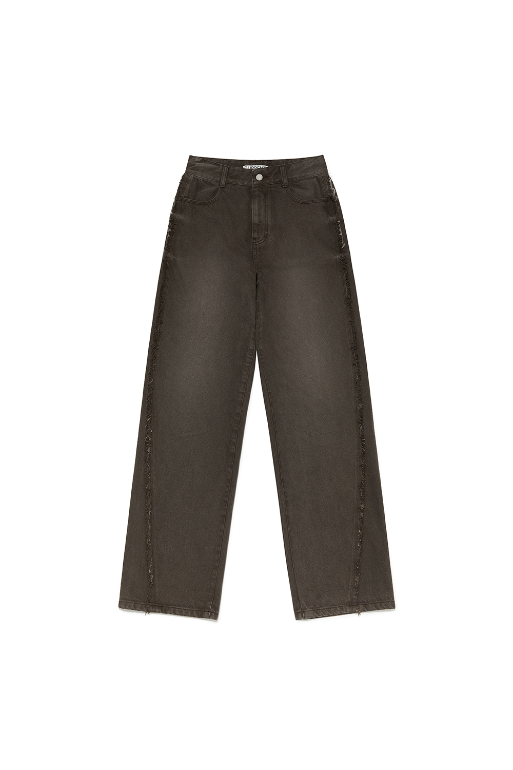CURVED DYING JEANS [DARK BROWN]		