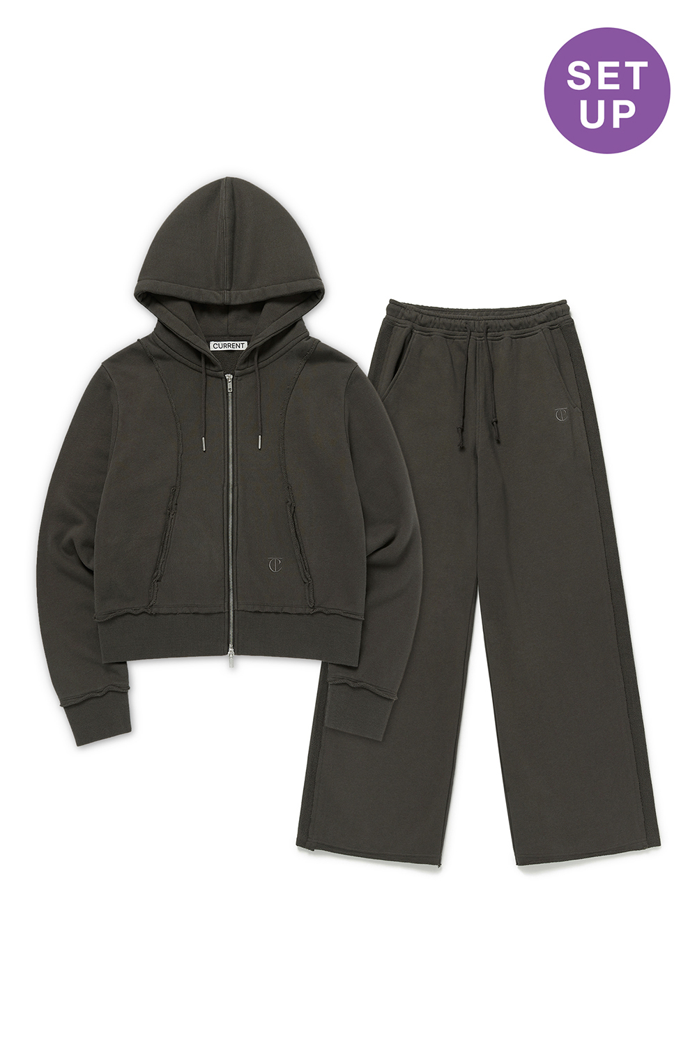 CUT OFF DETAIL HOODED SET-UP [CHARCOAL]		