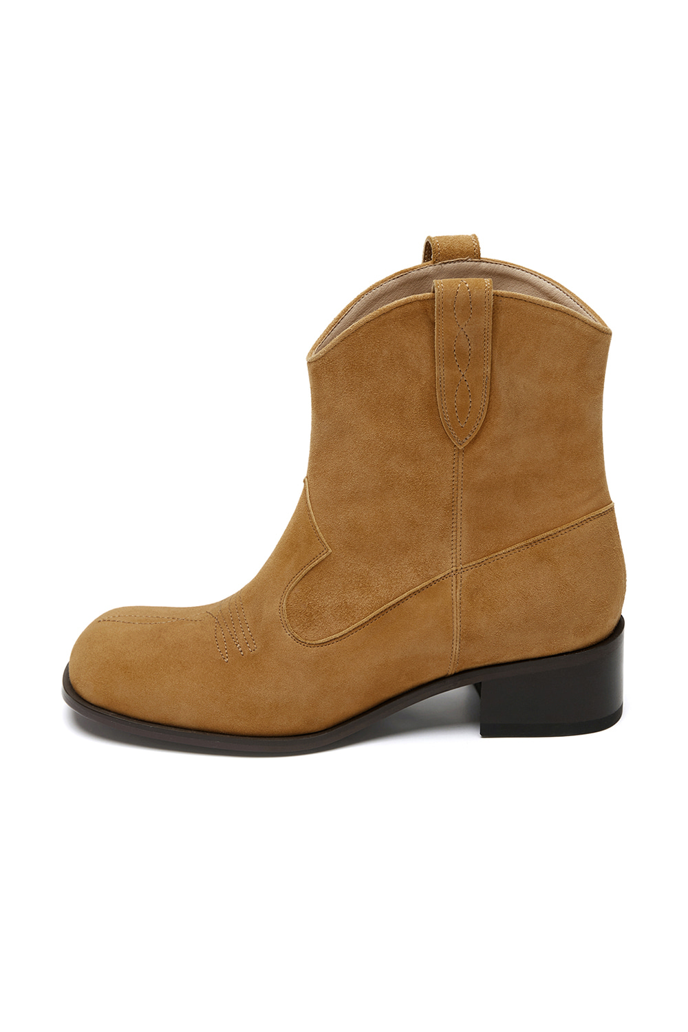 WESTERN ROUND SQUARE TOE MIDDLE BOOTS [CAMEL]		