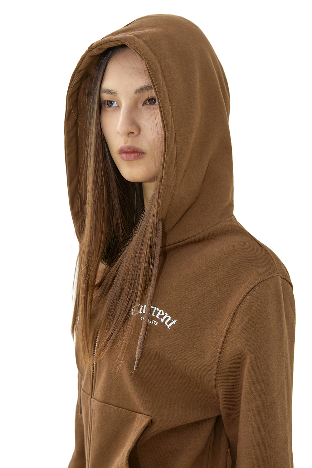 CURRENT HOODED JERSEY TOP [BROWN]		