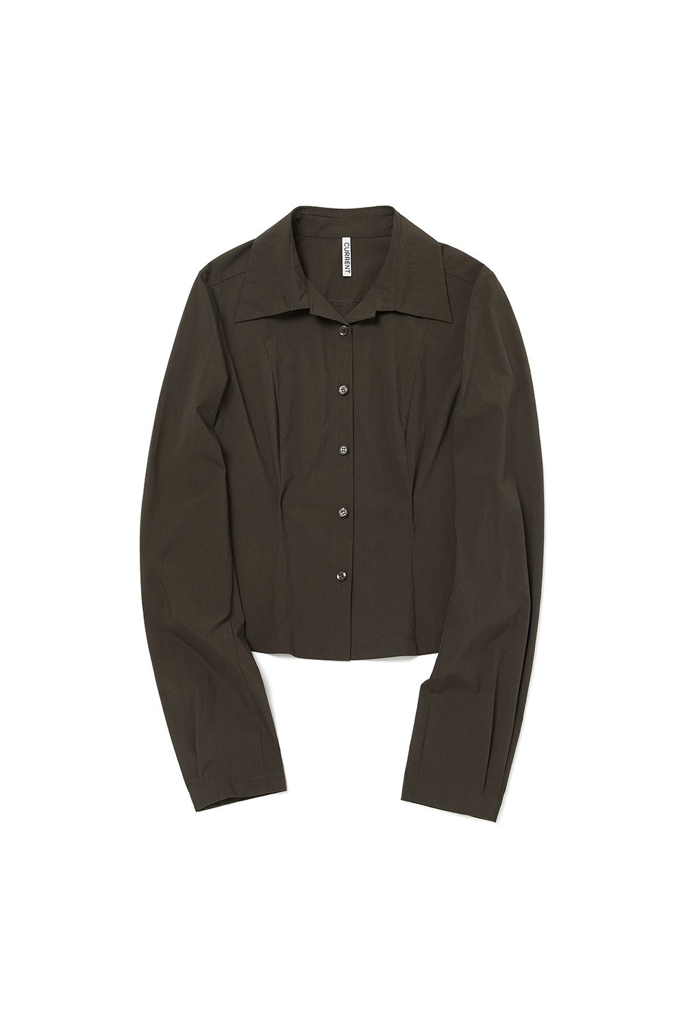 PINTUCK DETAIL FITTED SHIRT [BROWN]		