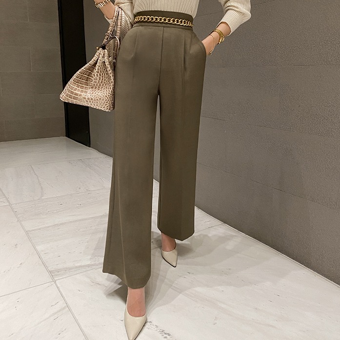 Dabagirl Chain-Accented Pleated Slacks