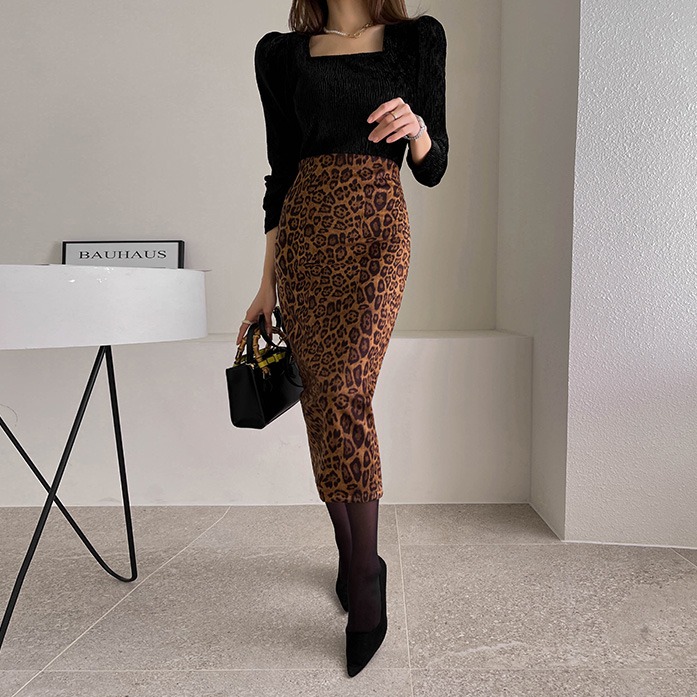 Dabagirl Leopard Midi Skirt