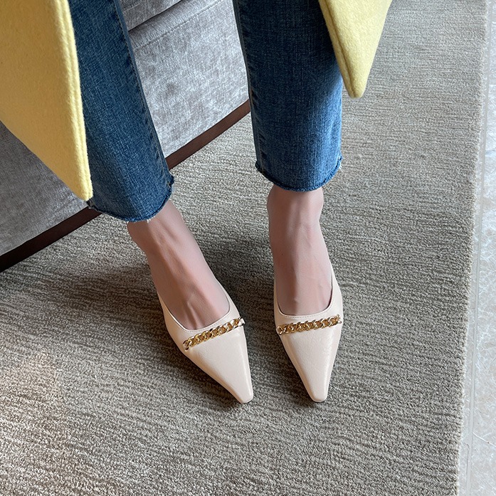 Dabagirl Chain Strap Pointed Toe Mules