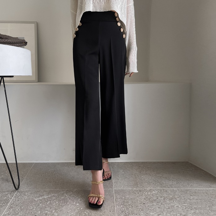 Dabagirl Buttoned Wide Tailored Pants
