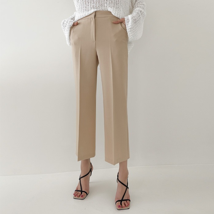 Dabagirl 73558 Semi-High Waist Straight Cut Tailored Pants