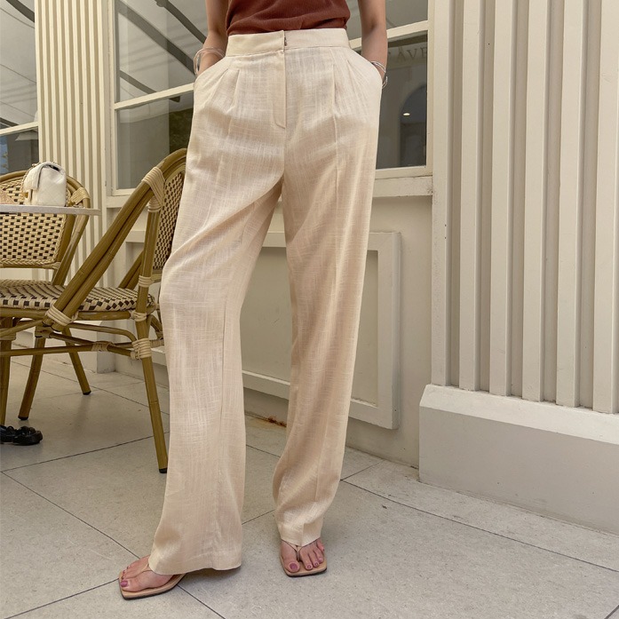 Dabagirl 74043 Wide Linen Blend Tailored Pants