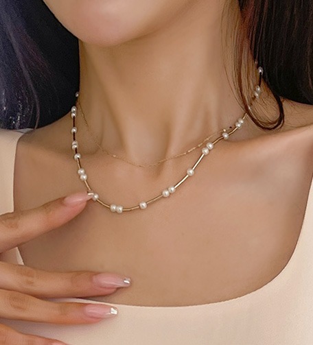 Dabagirl 73739 Faux Pearl Double Strand Necklace