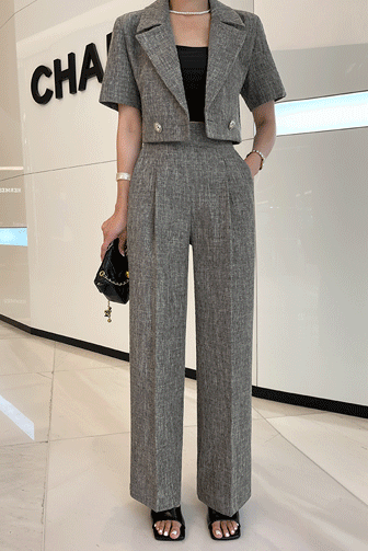 Dabagirl 77898 High-Waisted Tweed Tailored Pants