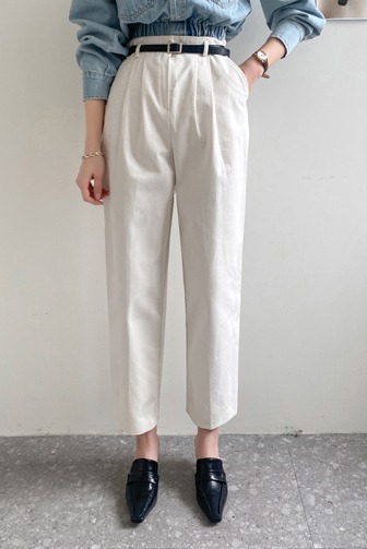 Dabagirl Belted Tapered Cotton Pants