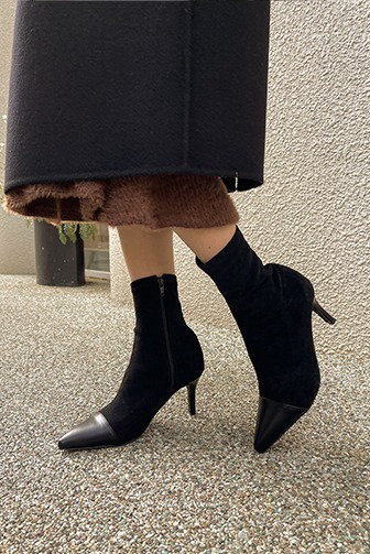 Dabagirl Pointed Toe Cap Faux Suede Ankle Boots