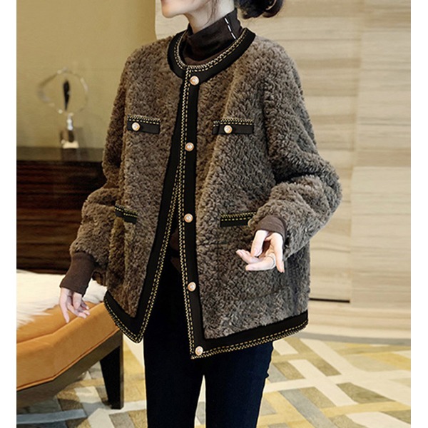 [OT-c165]테디 진주 양털 코트