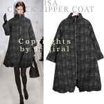 [Isa-CO1558] Check zipper coat