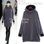 [Ral-OP491] Warm hood zipper dress-완전따뜻한 고급 털기모안감!  무심한듯~ 시크한 매력! 