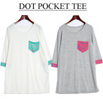 [Ral-TO181] Dot pocket tee-사랑스러운 도트가 포인트로! 한정수량특가! 