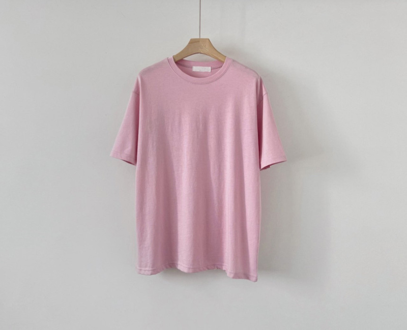 short sleeved tee baby pink color image-S1L33