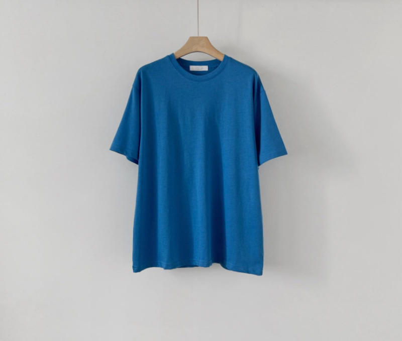 short sleeved tee deep blue color image-S1L36