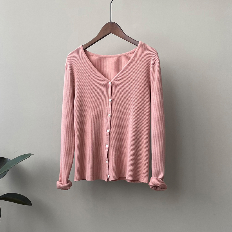 long sleeved tee coral color image-S1L39