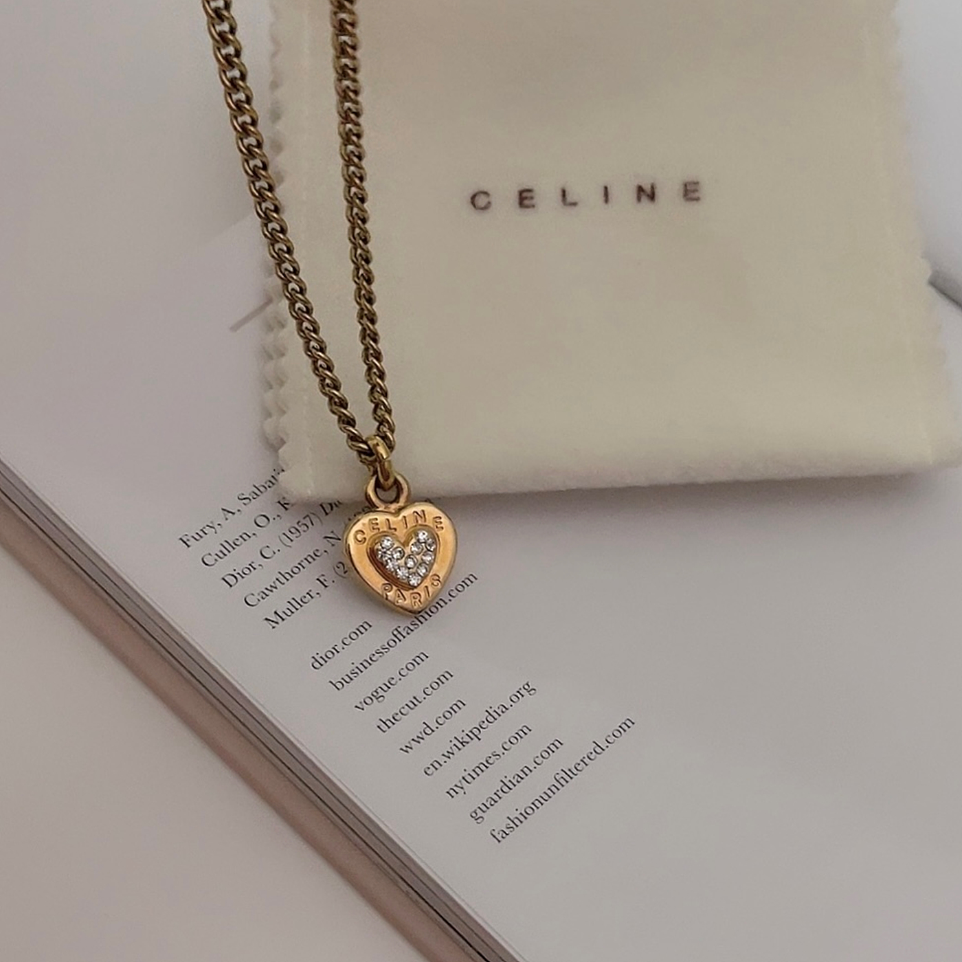 CELINE heart stone gold necklace